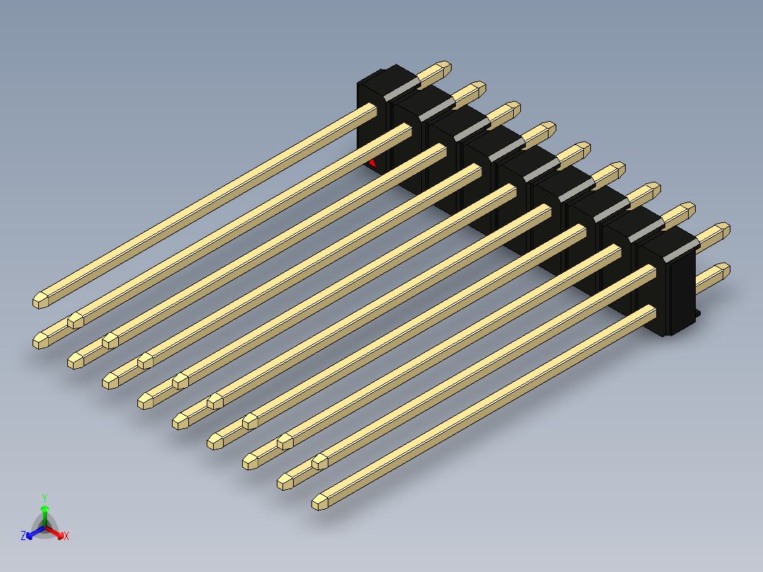 彩色公头100mil（2.54mm）系列-DS1021_black_2x09p_100mil_Type43_rev1.0正等轴测图