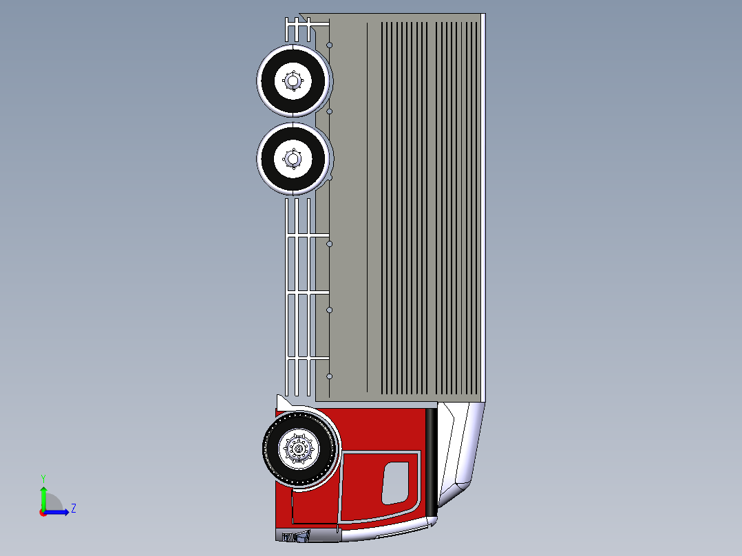 30-厢式卡车外观 3d模型图纸左视图