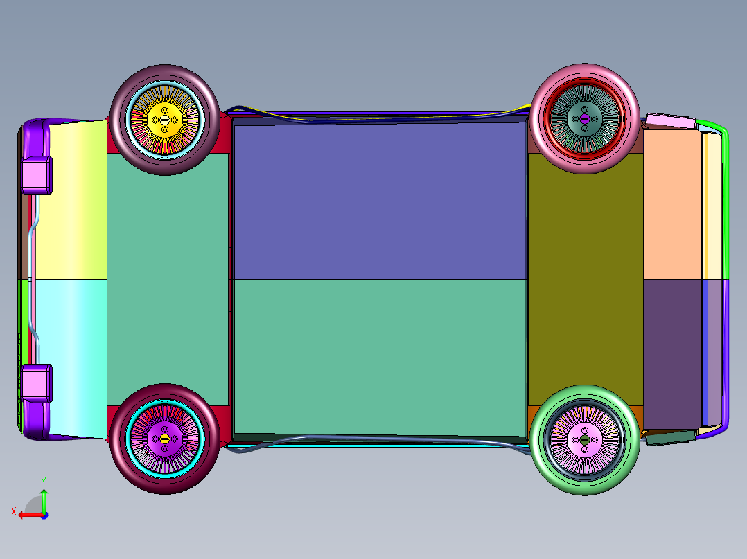 四车轮四螺旋桨轮翼飞行汽车后视图