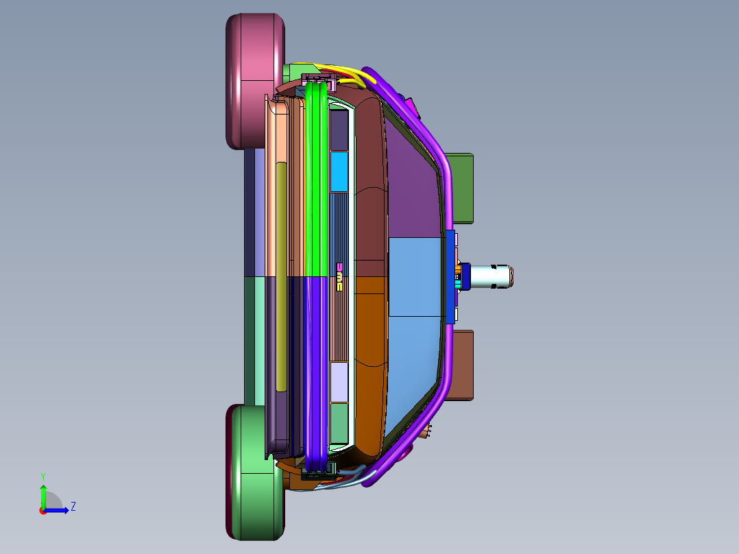 四车轮四螺旋桨轮翼飞行汽车左视图