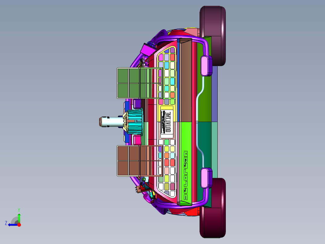 四车轮四螺旋桨轮翼飞行汽车右视图