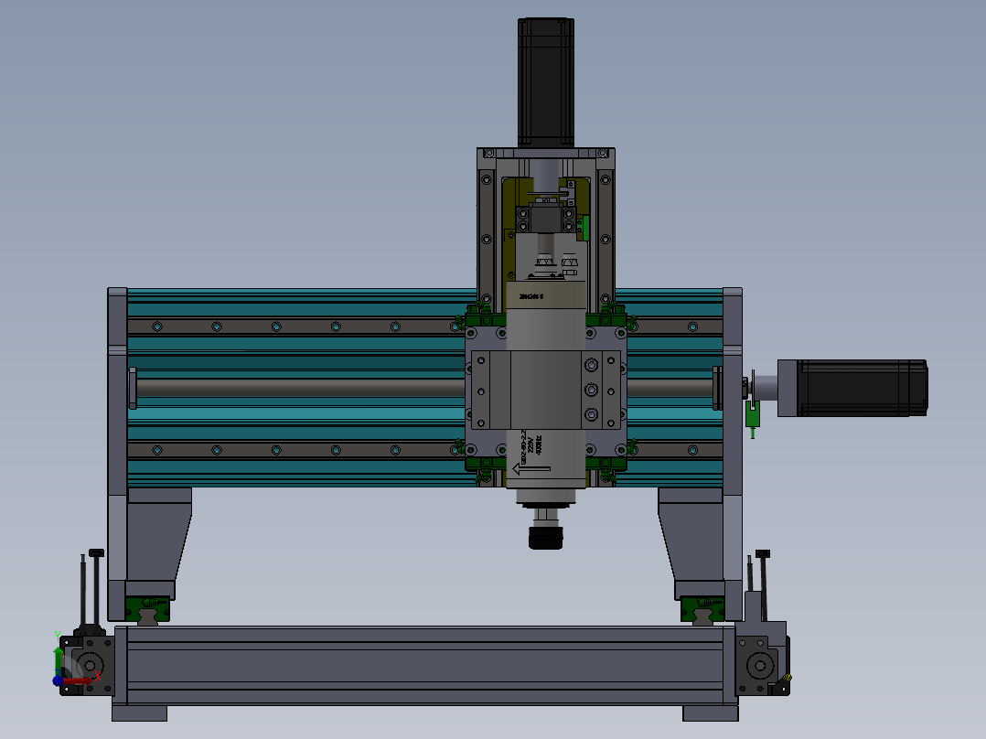 小型数控机床结构前视图