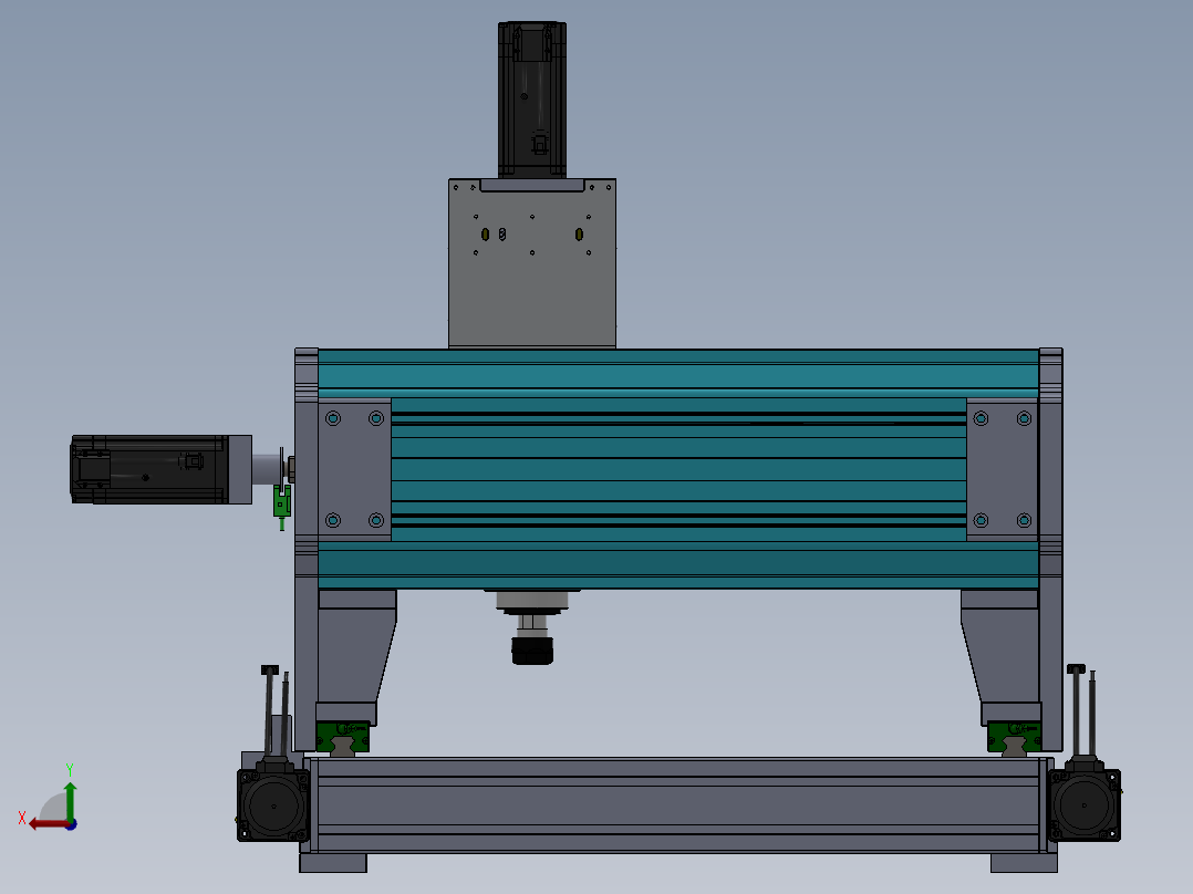 小型数控机床结构后视图