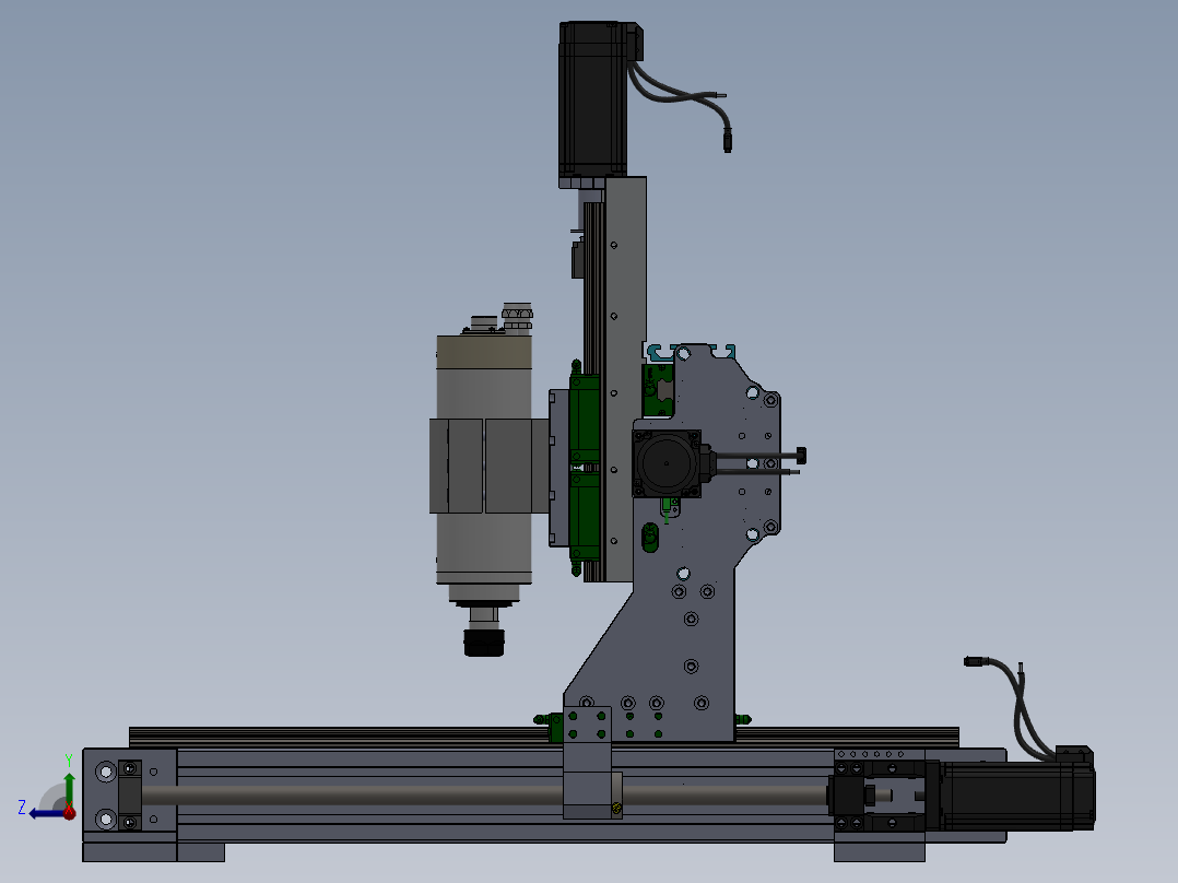 小型数控机床结构右视图