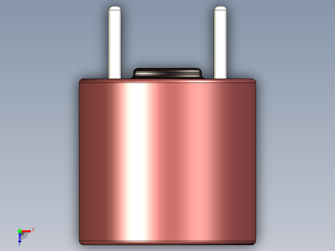 径向引线保险丝TR5，直径8.5毫米x高8毫米，间距5.08毫米俯视图