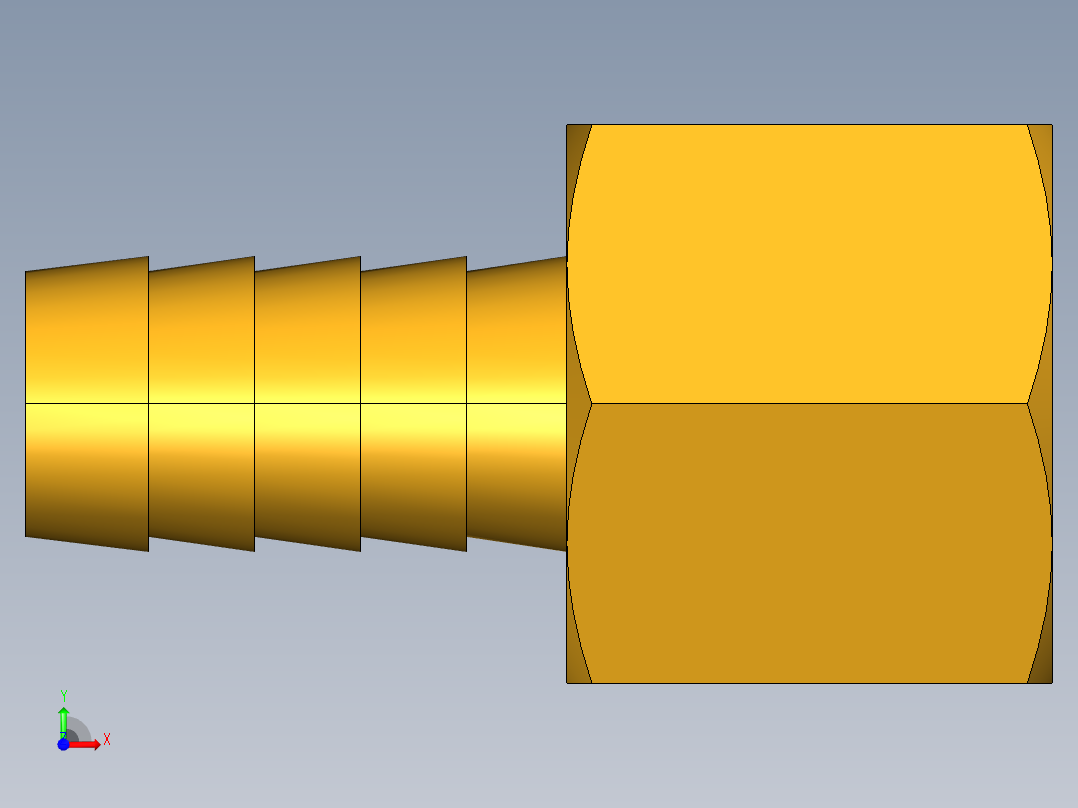 倒齿式工业管接头Hose Barb to Female Pipe 126HBL-8-8前视图