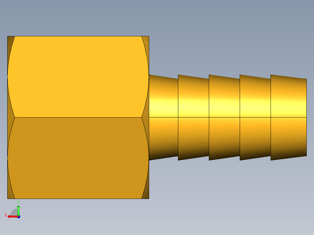 倒齿式工业管接头Hose Barb to Female Pipe 126HBL-8-8后视图