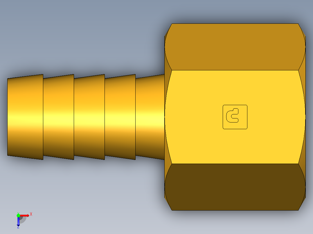 倒齿式工业管接头Hose Barb to Female Pipe 126HBL-8-8俯视图