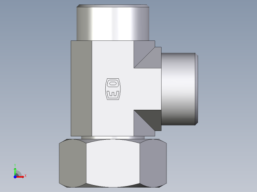 卡套式工业通用硬管接头EO_Swivel_nut_run_tee_EL25SOMD71前视缩略图