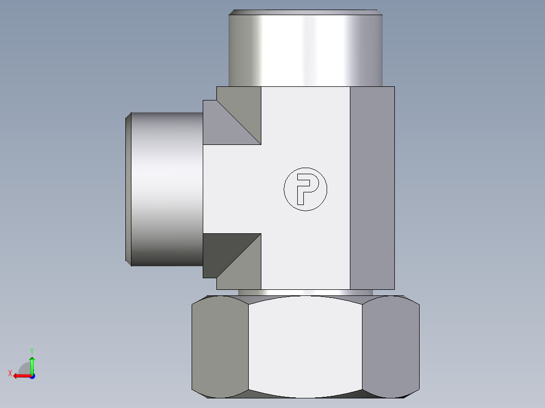 卡套式工业通用硬管接头EO_Swivel_nut_run_tee_EL25SOMD71后视图
