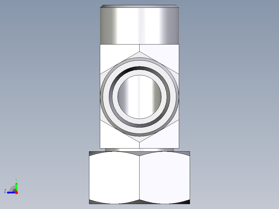 卡套式工业通用硬管接头EO_Swivel_nut_run_tee_EL25SOMD71右视图