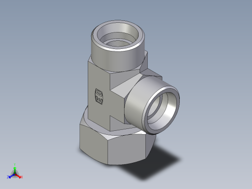卡套式工业通用硬管接头EO_Swivel_nut_run_tee_EL25SOMD71正等轴测缩略图