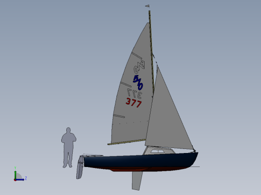 小帆船lanaverre-17三维建模图纸 Solidworks设计 有零件图和装配图 附STEP IGS格式左视缩略图