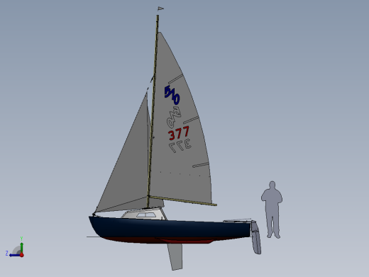 小帆船lanaverre-17三维建模图纸 Solidworks设计 有零件图和装配图 附STEP IGS格式右视缩略图