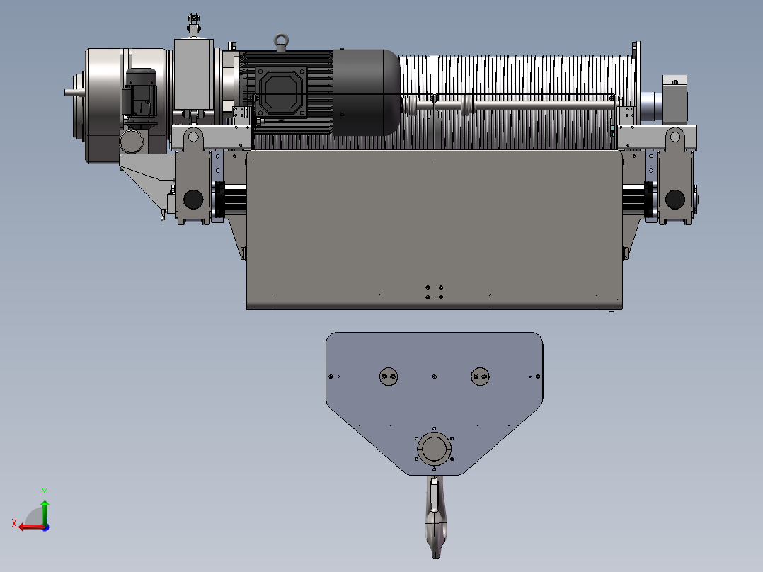 20吨吊钩桥式起重机起重小车后视图