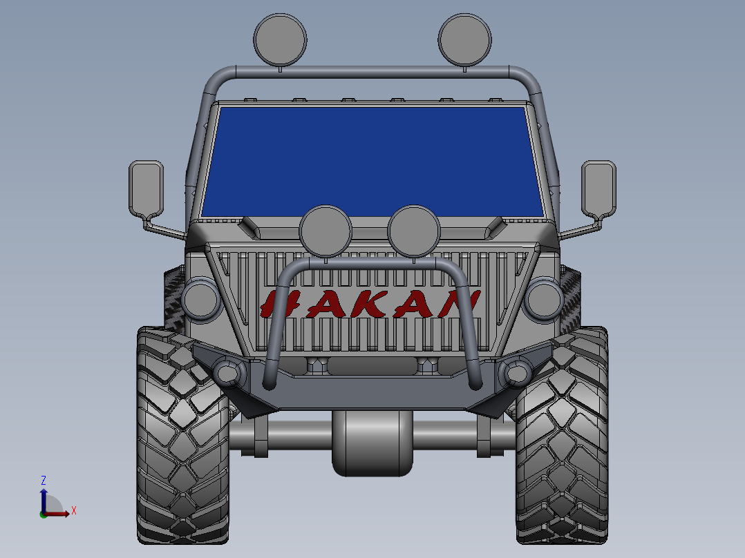 6x6 6轮越野皮卡车前视图