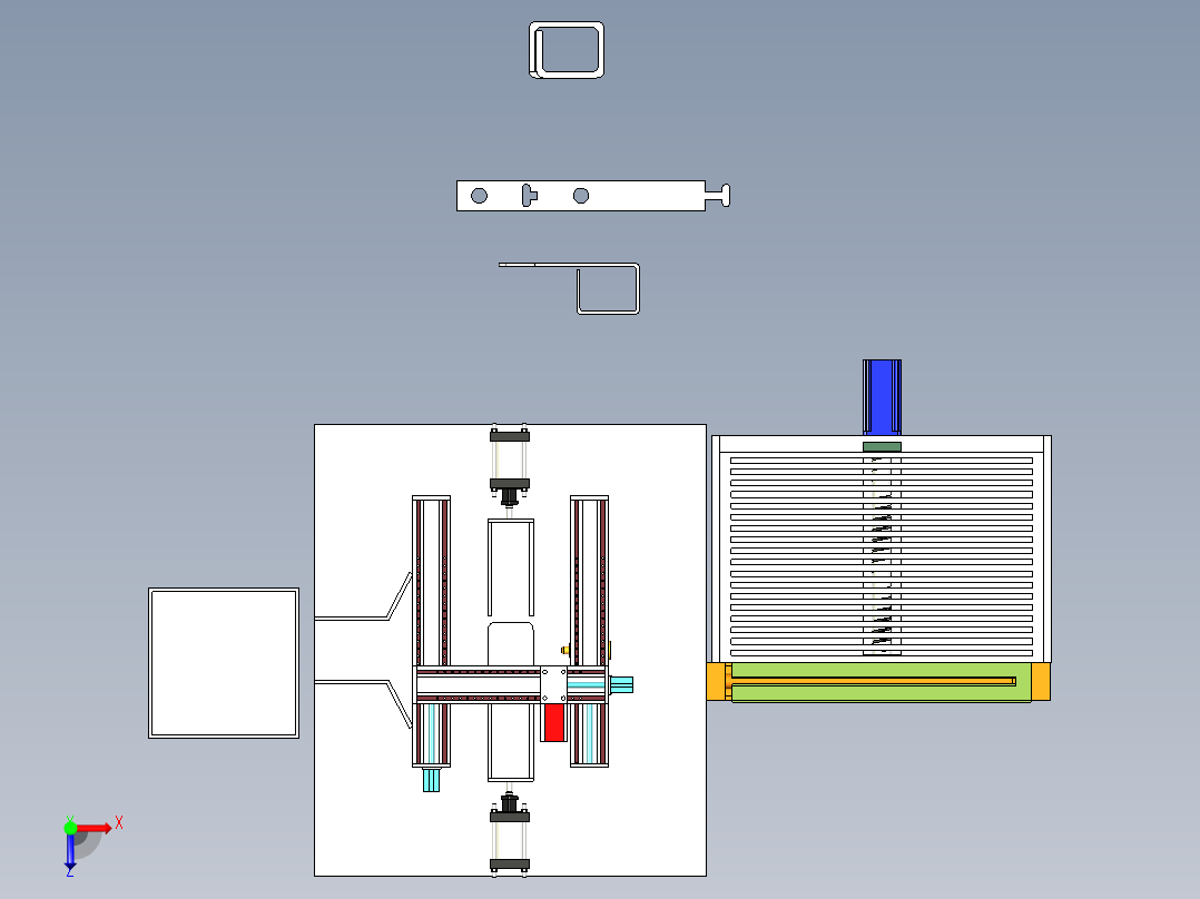 一种压线框自动弯折机俯视图