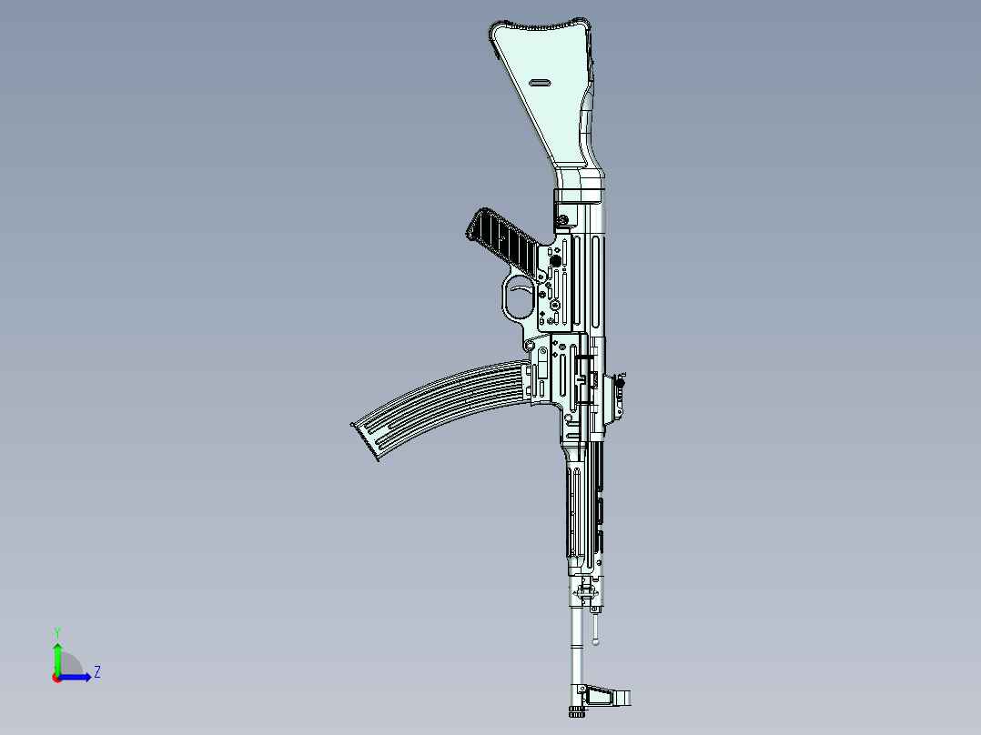 手枪左轮冲锋枪老式狙击步枪设计3D图纸sturmgewehr-44-1 6 STP IGS X_T左视图