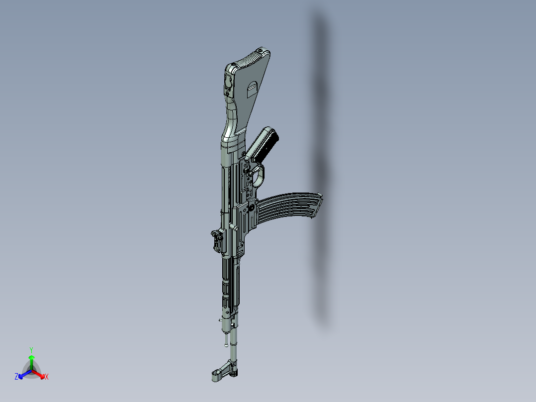 手枪左轮冲锋枪老式狙击步枪设计3D图纸sturmgewehr-44-1 6 STP IGS X_T正等轴测图
