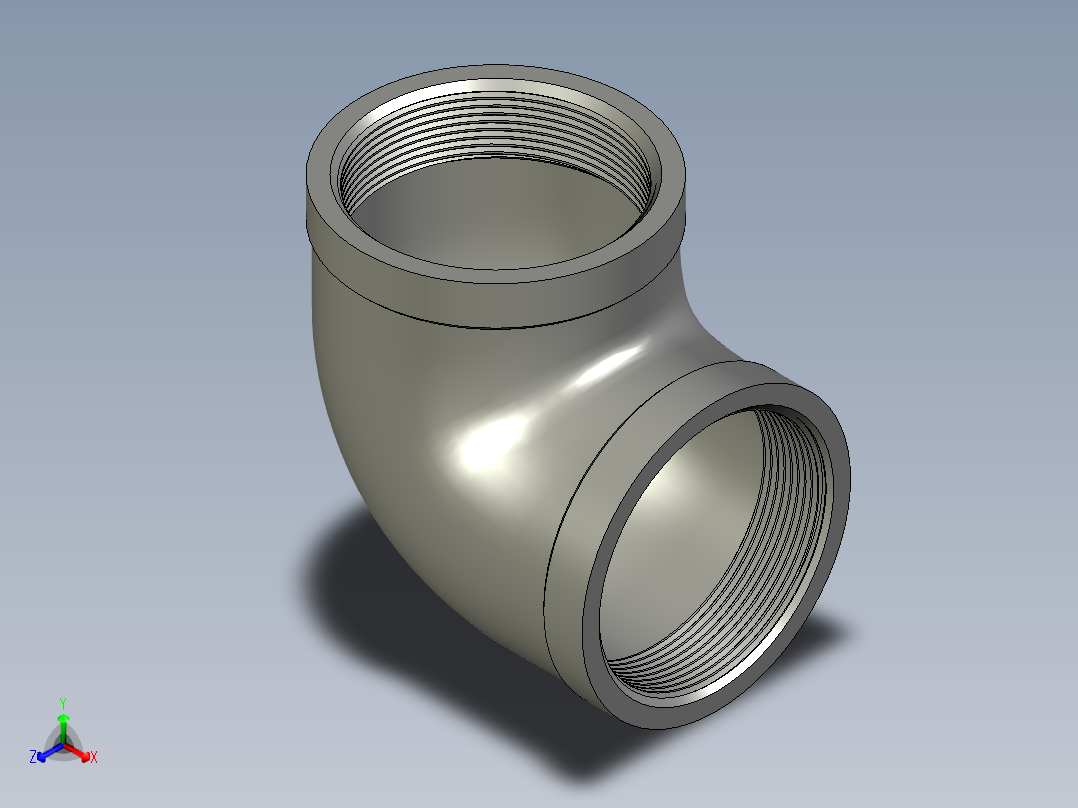 螺纹管弯头-90°等径 DN65正等轴测图