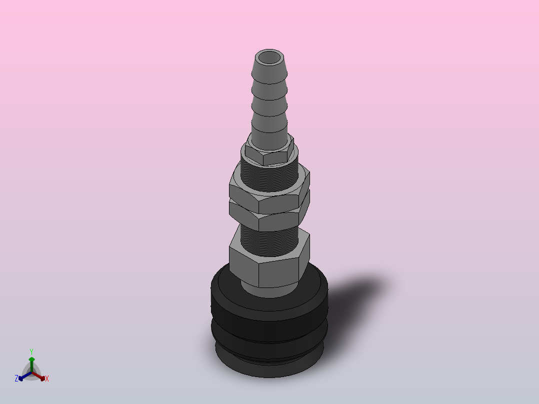 PJTK(φ10~φ50)双层真空吸盘[PJTK-15-S]正等轴测图