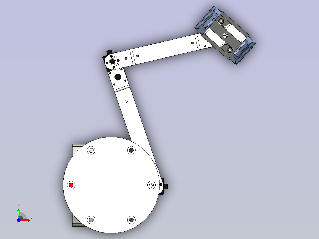 带旋转夹具的小型Scara机器人前视图