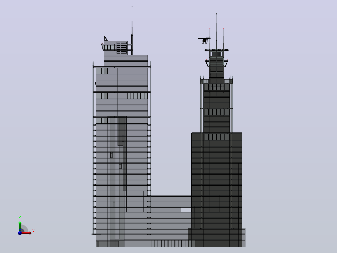 建筑物, 塔2前视图