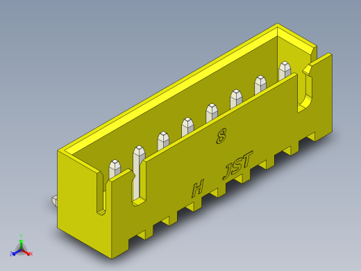 黄色JST XH 8针连接器P 2 54mm有角度正等轴测缩略图