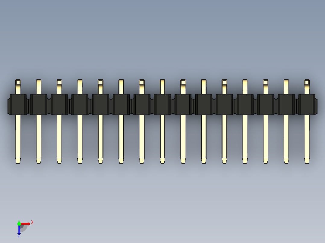 彩色公排针 100mil 2.54mm 系列-DS1022_black_15p_100mil_Type_SMT_R1_rev1.0俯视图
