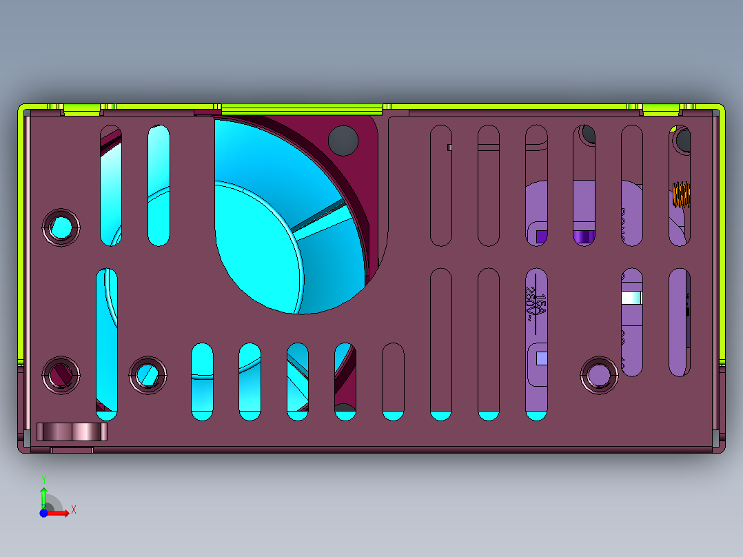 益衡额定250W静音铜牌电源前视图
