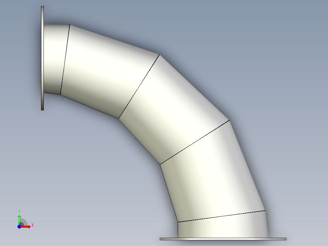 弯头异径管W法兰前视图