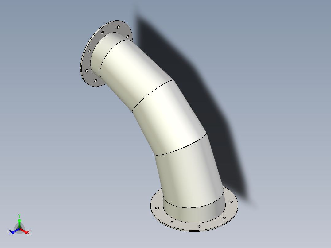 弯头异径管W法兰正等轴测图