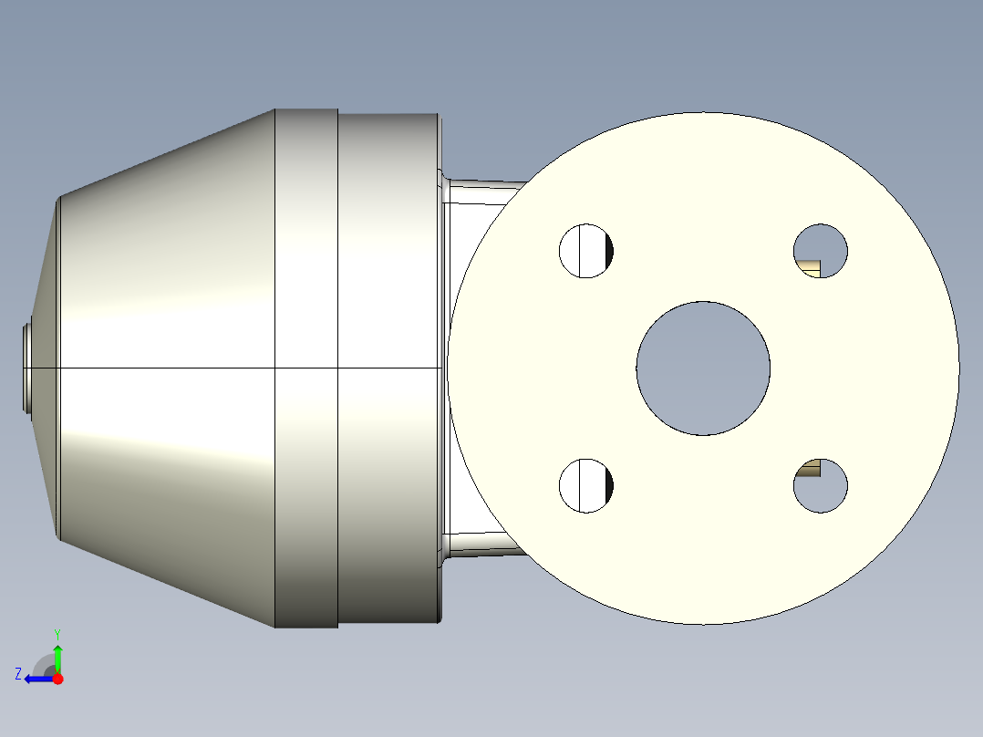 8DKMOAMCP NC 气动隔膜阀，常闭，固定法兰，钻孔ANSI B16.5条款150 FF。面对面根据EN 558-1 PP-H右视图