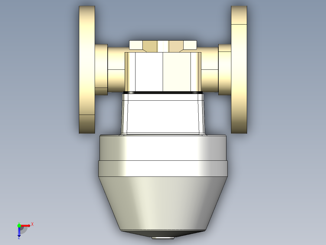 8DKMOAMCP NC 气动隔膜阀，常闭，固定法兰，钻孔ANSI B16.5条款150 FF。面对面根据EN 558-1 PP-H俯视图
