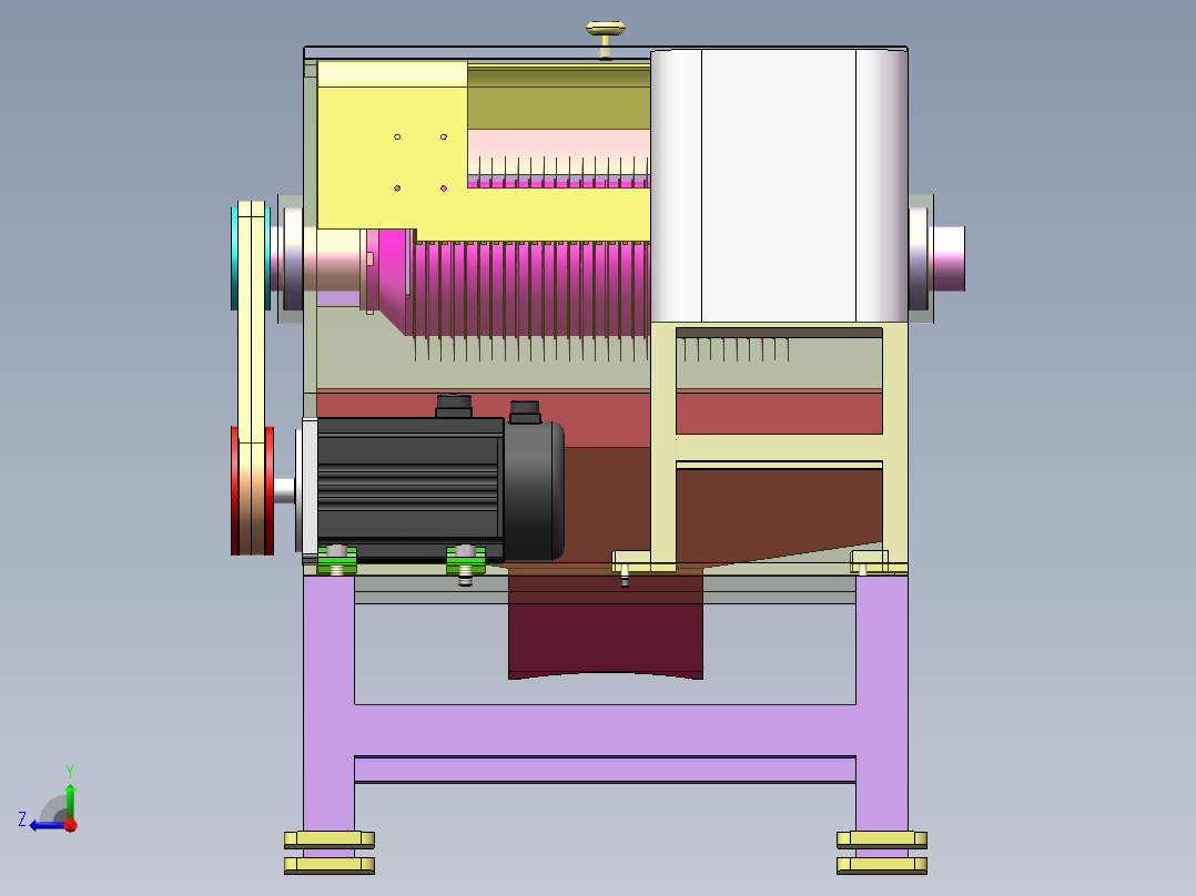 多功能切片切丝机结构设计资料含三维二维说明书右视图