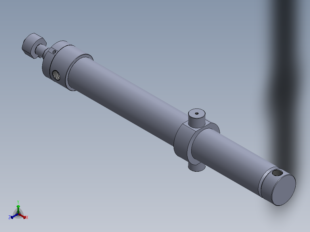 焊接式液压缸80x40x756 mm正等轴测图