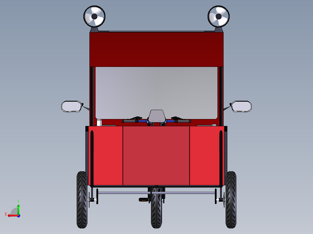 太阳能三轮车后视图