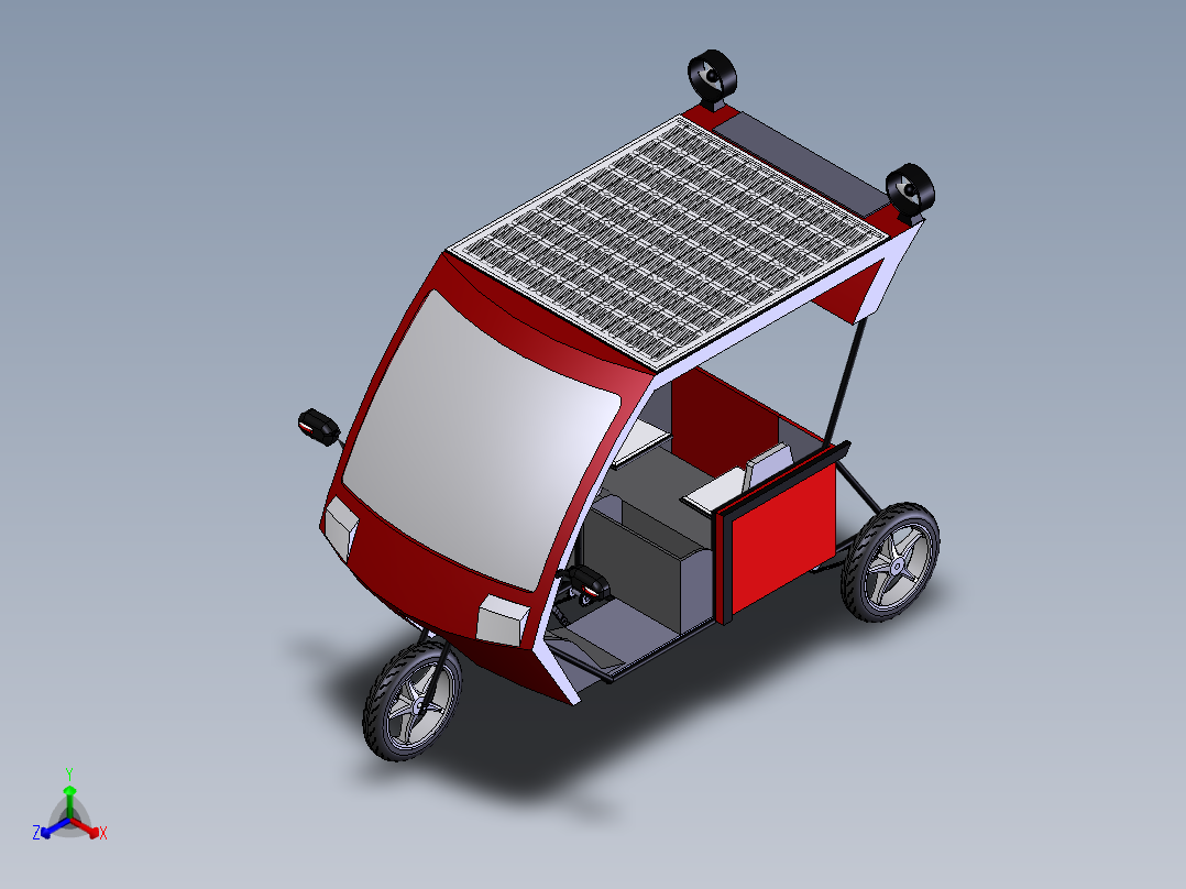太阳能三轮车正等轴测图