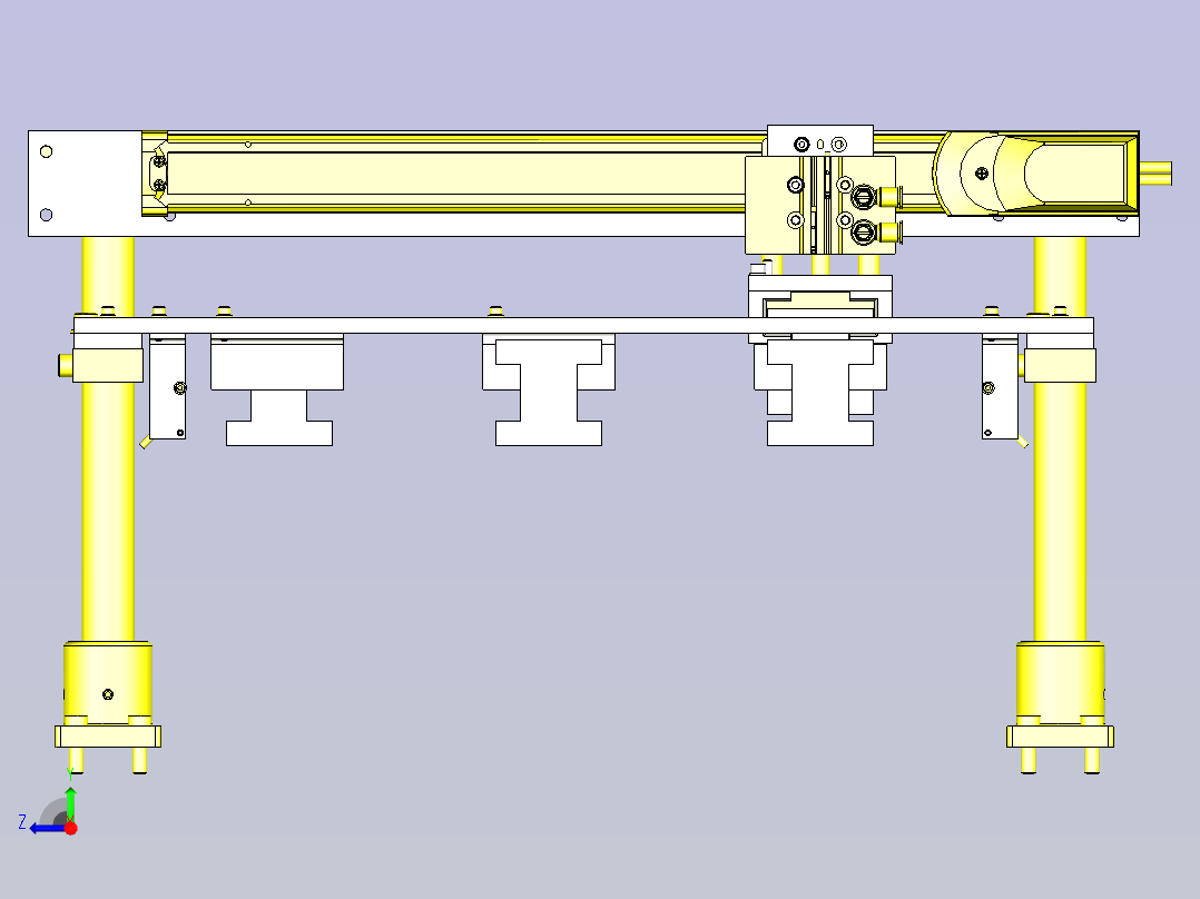 一种平行(2方向)输送机移载装置右视图