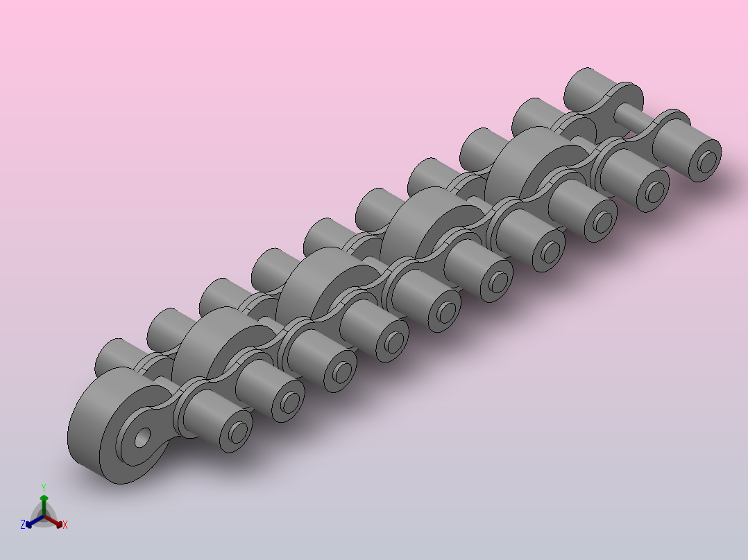 外滚子倍速链条链条_DCT-12BS48-28-10正等轴测图