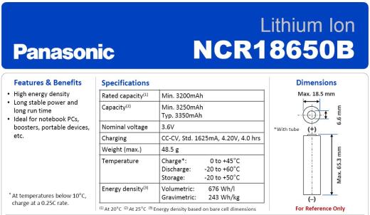 松下(三洋)NCR18650B-3200 mAh(毫安小时)锂离子可充电电池缩略图