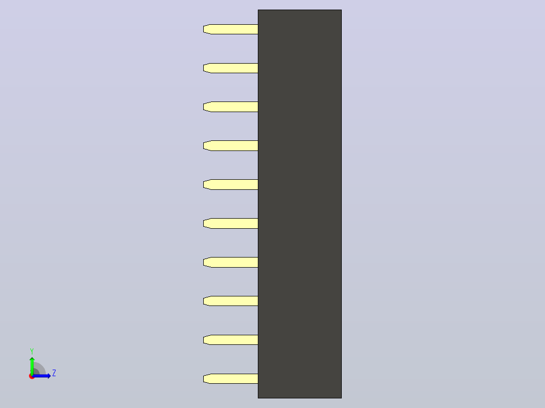 母针头Female_Header_1x10_P2.0_H4.3_straight.step左视图
