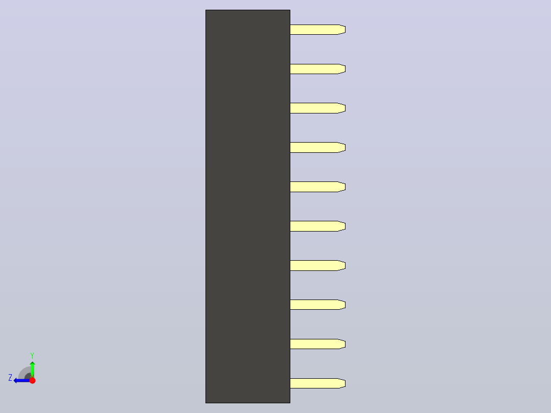母针头Female_Header_1x10_P2.0_H4.3_straight.step右视图