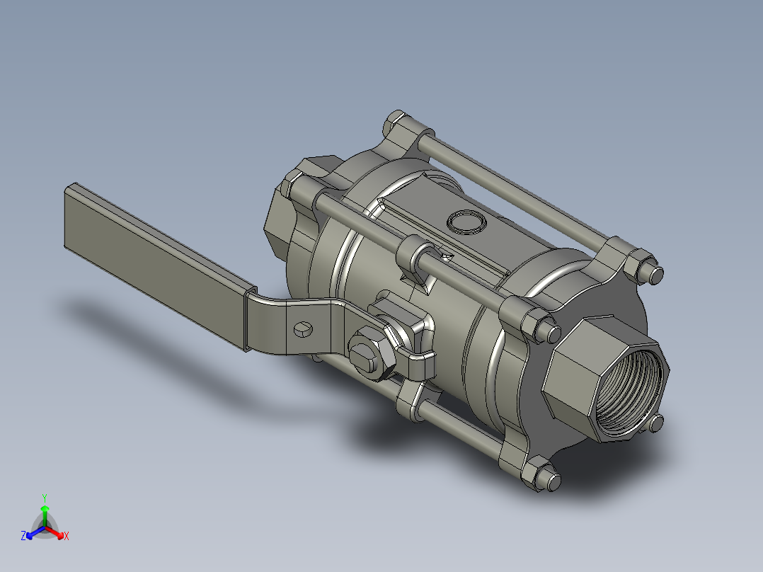 球形阀模型正等轴测图