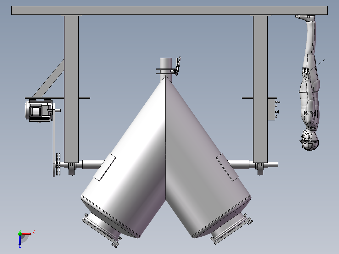 字型混合搅拌机设备俯视图