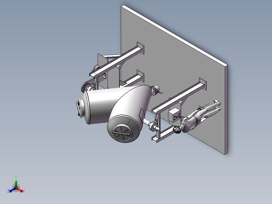 字型混合搅拌机设备正等轴测图