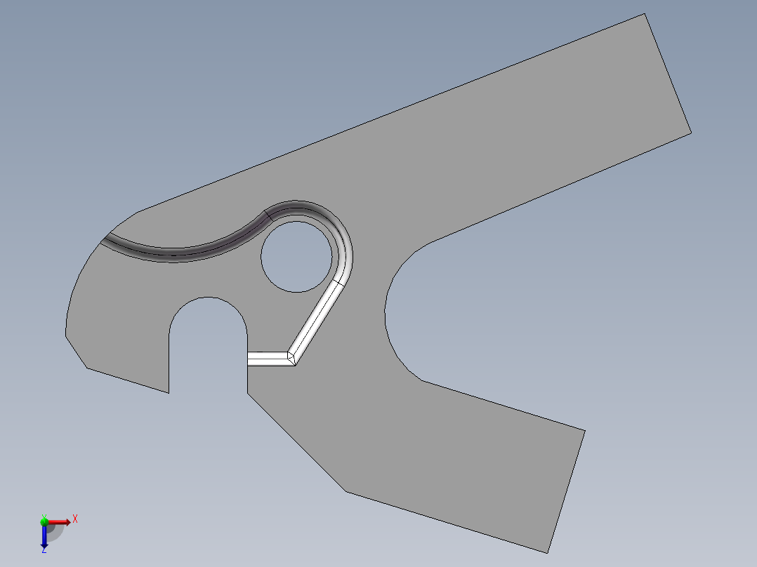 山地自行车后叉片模型俯视图