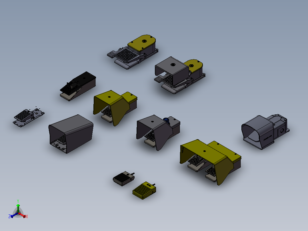 11套脚踏开关3d图纸电气脚踩式电气开关3d图纸