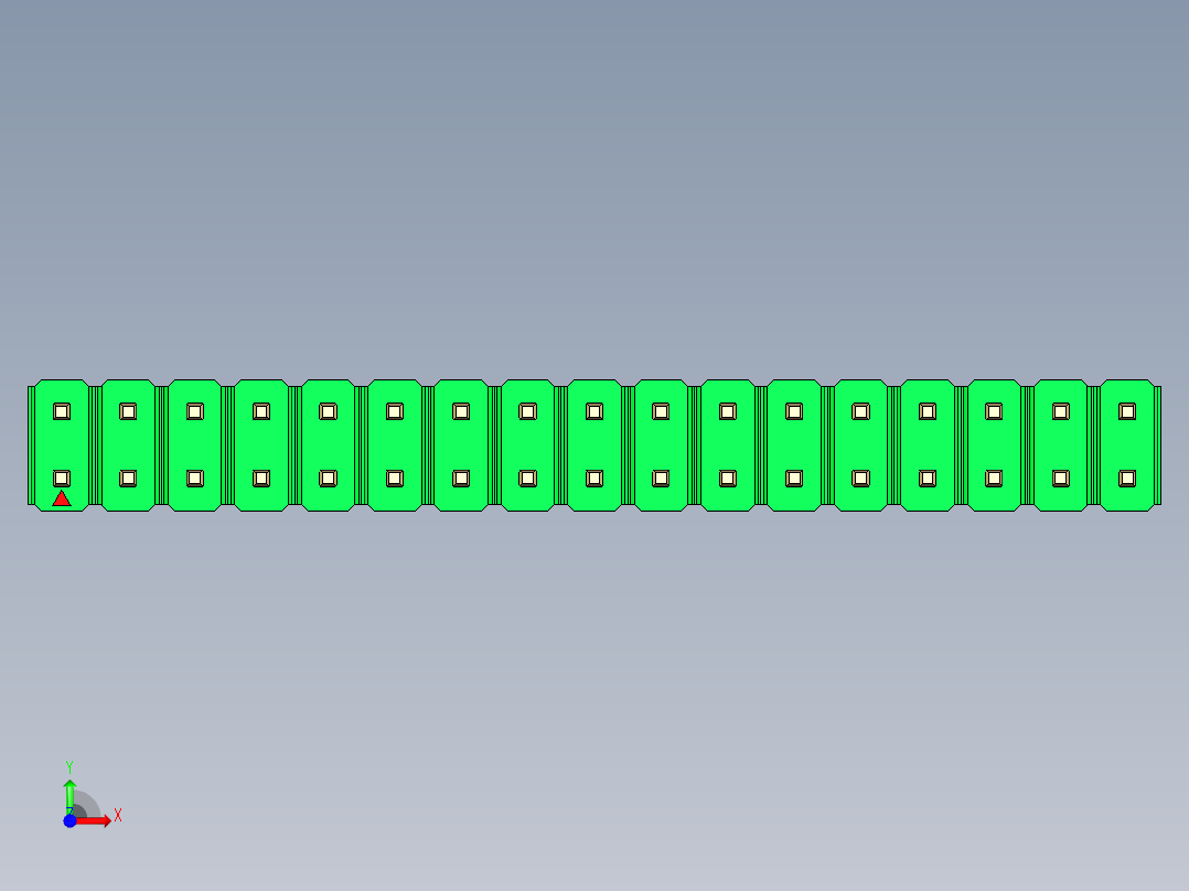 彩色公头100mil（2.54mm）系列-DS1021_green_2x17p_100mil_Type1_rev1.0前视图
