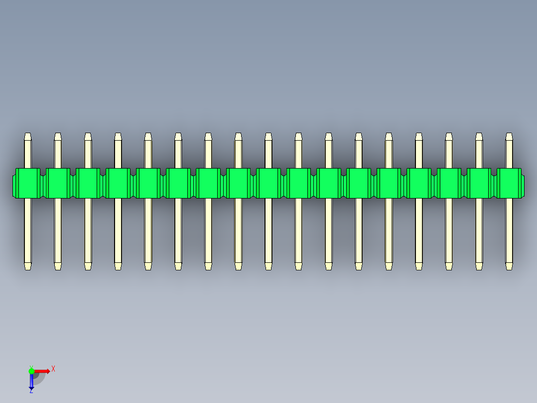 彩色公头100mil（2.54mm）系列-DS1021_green_2x17p_100mil_Type1_rev1.0俯视图